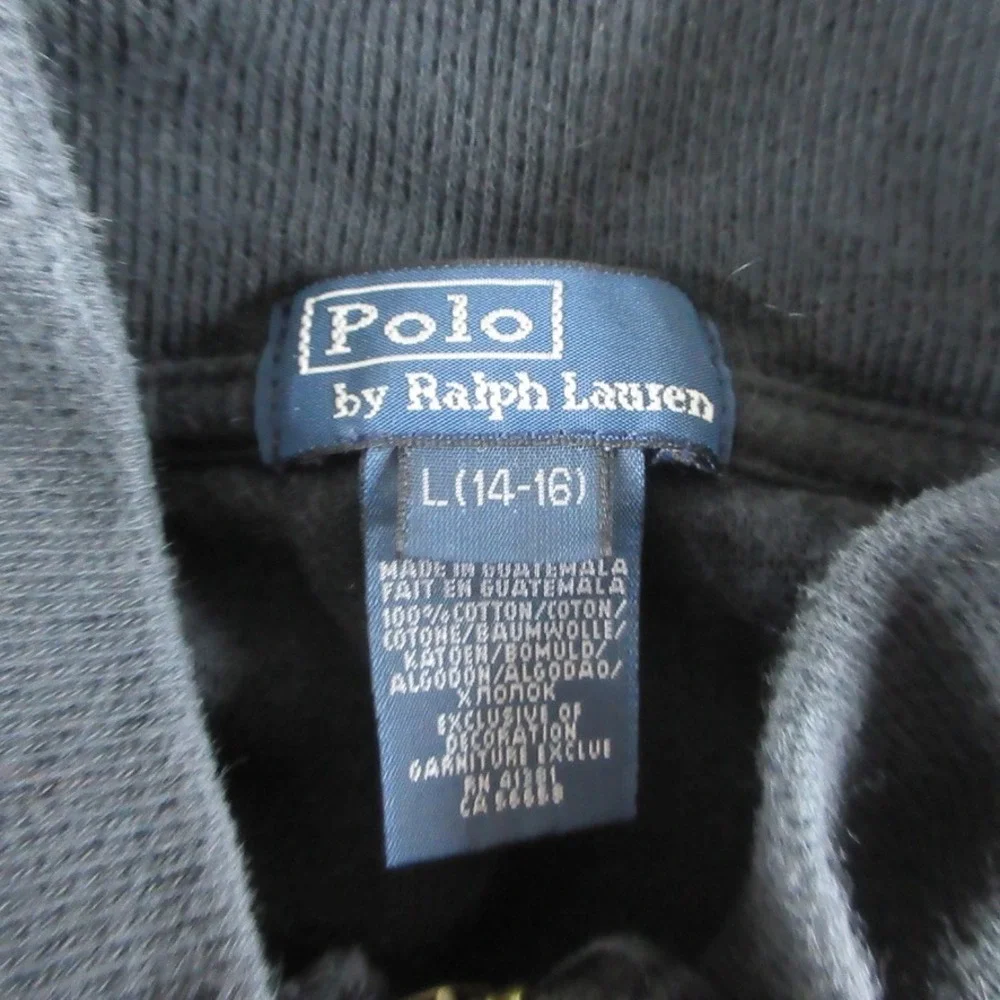 Polo Ralph Lauren Sweater Youth L Black 1/4 Zip Pullover Mock Neck Preppy Boys